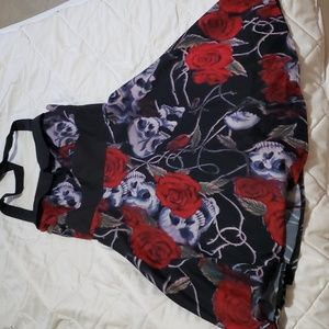 Vintage Morbid Threads skull rockabilly halter dress. Size s. Y2k